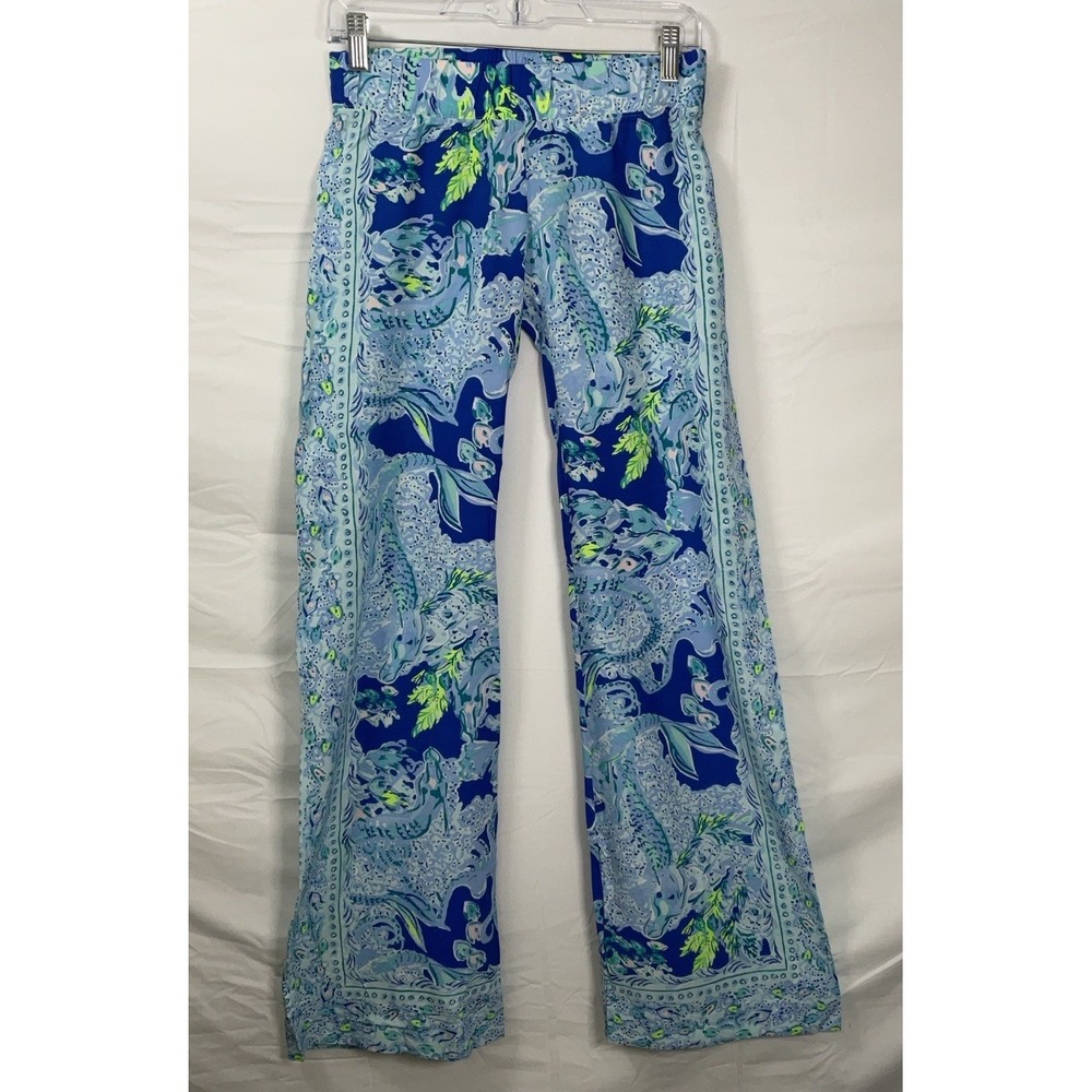 NWOT Women's Lilly Pulitzer Bal Harbour Palazzo Pants Sea Sirens Blue - XXS